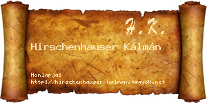 Hirschenhauser Kálmán névjegykártya